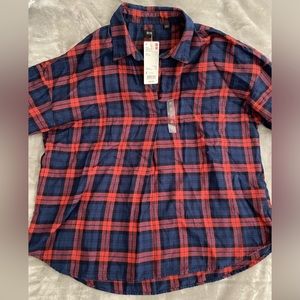 Women’s Uniqlo Flannel Checked Skipper Collar Long Sleeve Shirt